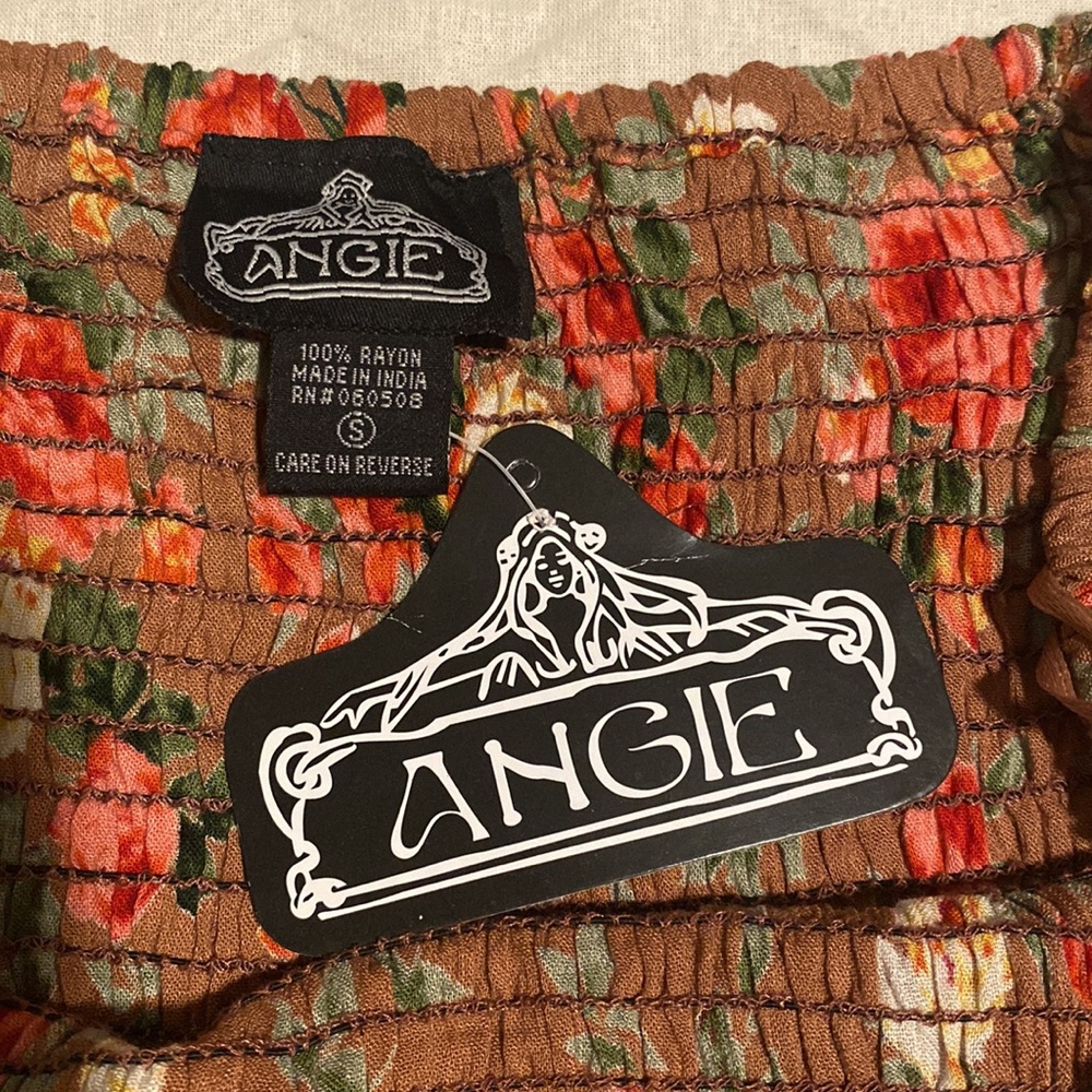 Angie Smocked Baby Doll Floral Bell Sleeve Blouse - Picture 9 of 11